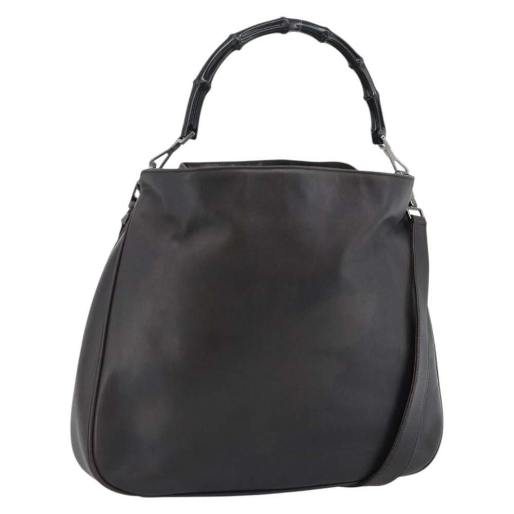Gucci Bamboo Leather Shoulder Bag Brown